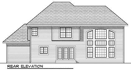 Traditional Rear Elevation of Plan 73019