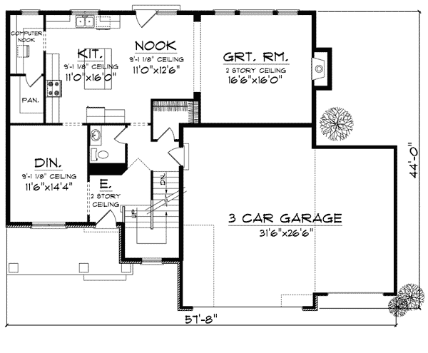 Bungalow Traditional Level One of Plan 73021