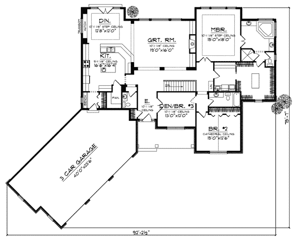 Bungalow One-Story Traditional Level One of Plan 73022