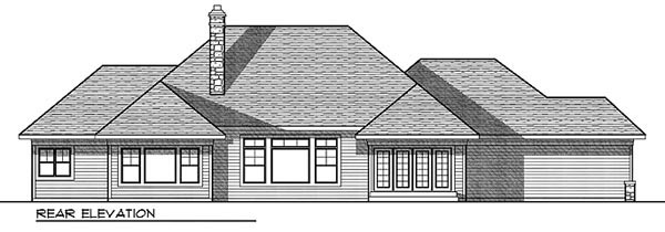 Bungalow One-Story Traditional Rear Elevation of Plan 73022