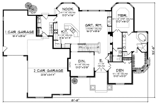 Bungalow Traditional Level One of Plan 73025