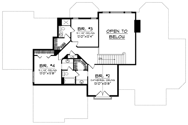 Bungalow Traditional Level Two of Plan 73025