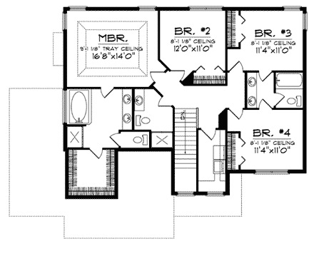 House Plan 73043 Second Level Plan