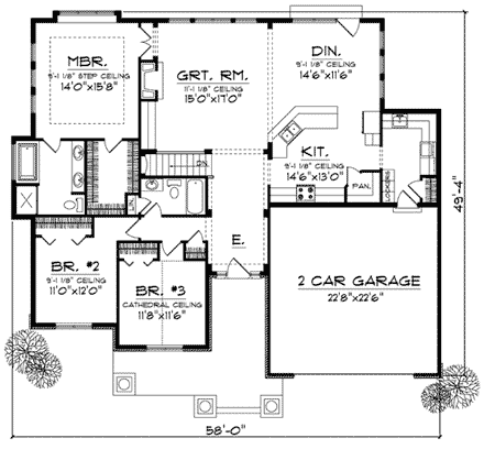 House Plan 73049 First Level Plan