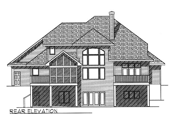 European Rear Elevation of Plan 73055