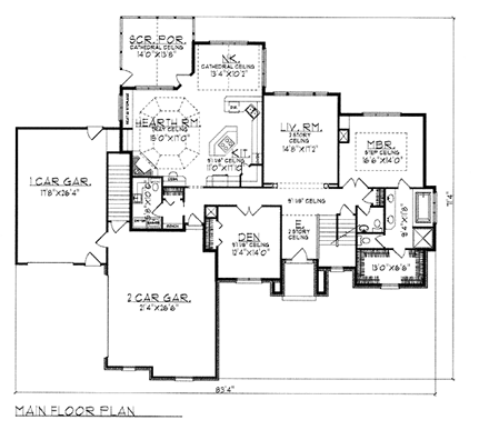 House Plan 73061 First Level Plan