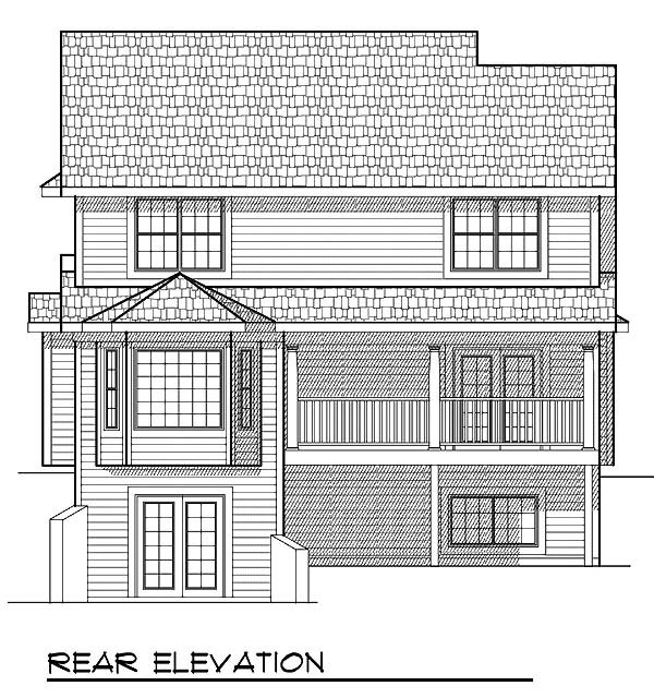 Narrow Lot Traditional Rear Elevation of Plan 73062