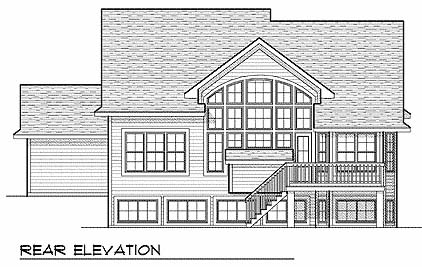 Traditional Rear Elevation of Plan 73064