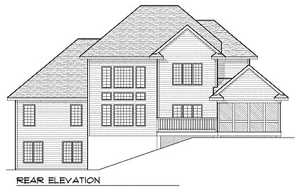 European Traditional Rear Elevation of Plan 73065