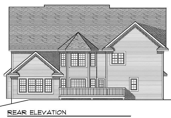 Traditional Rear Elevation of Plan 73069