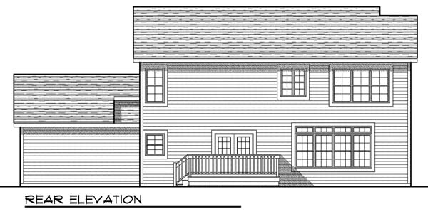 Traditional Rear Elevation of Plan 73070