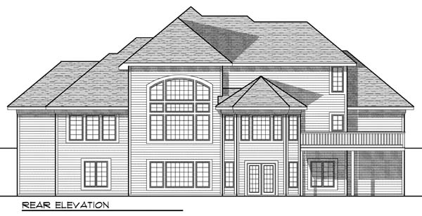 Traditional Rear Elevation of Plan 73071