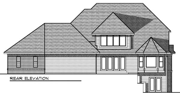 Traditional Rear Elevation of Plan 73072