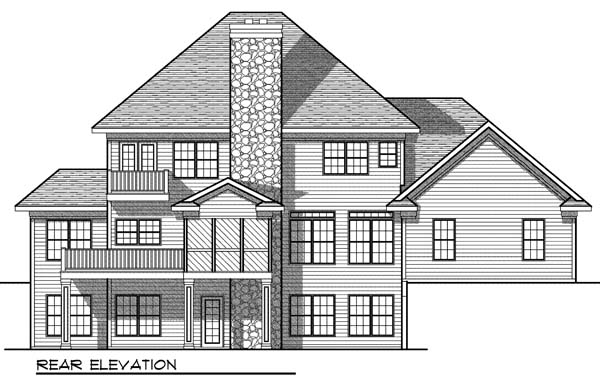 European Farmhouse Rear Elevation of Plan 73073