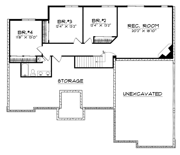 One-Story Lower Level of Plan 73074