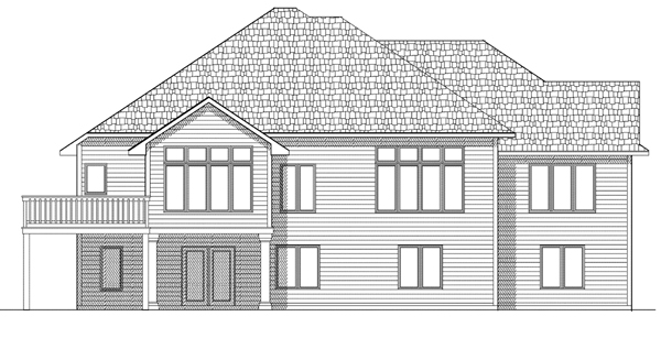 One-Story Rear Elevation of Plan 73074