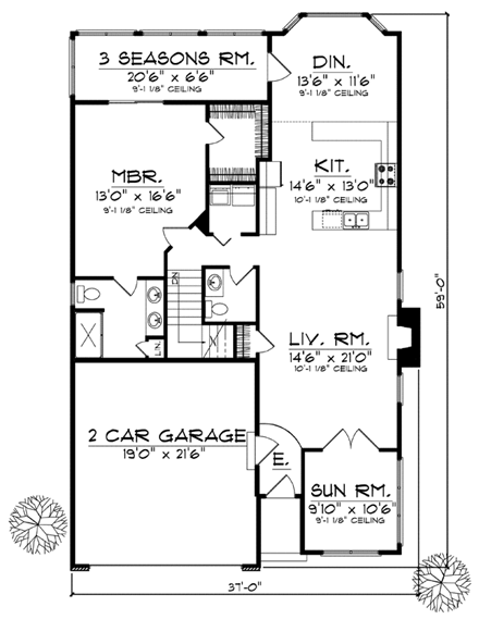 House Plan 73075 First Level Plan