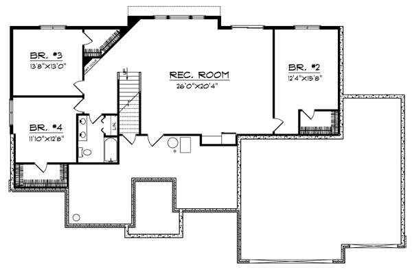 One-Story Lower Level of Plan 73077