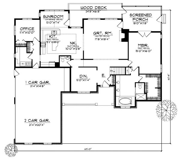 One-Story Level One of Plan 73078