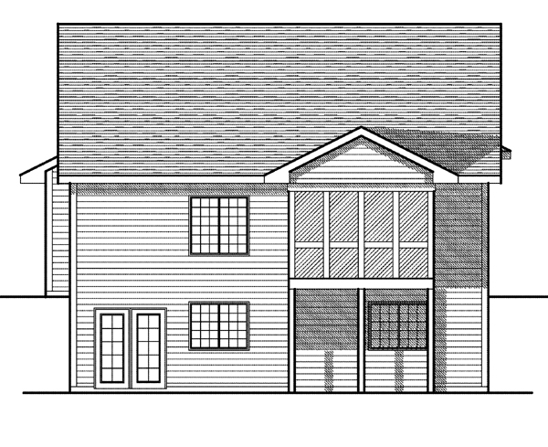 One-Story Rear Elevation of Plan 73079