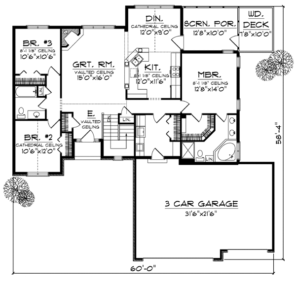 One-Story Level One of Plan 73080