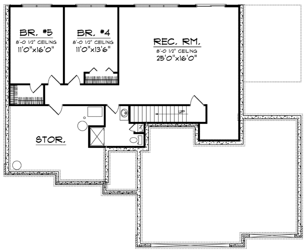One-Story Lower Level of Plan 73081