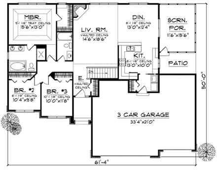 House Plan 73081 First Level Plan