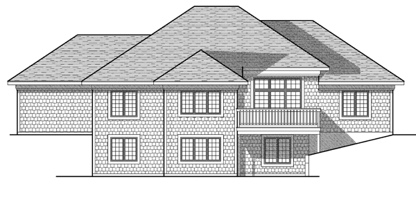 One-Story Rear Elevation of Plan 73082
