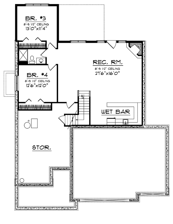 One-Story Lower Level of Plan 73083