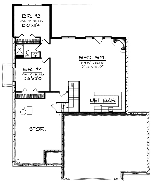 One-Story Lower Level of Plan 73085