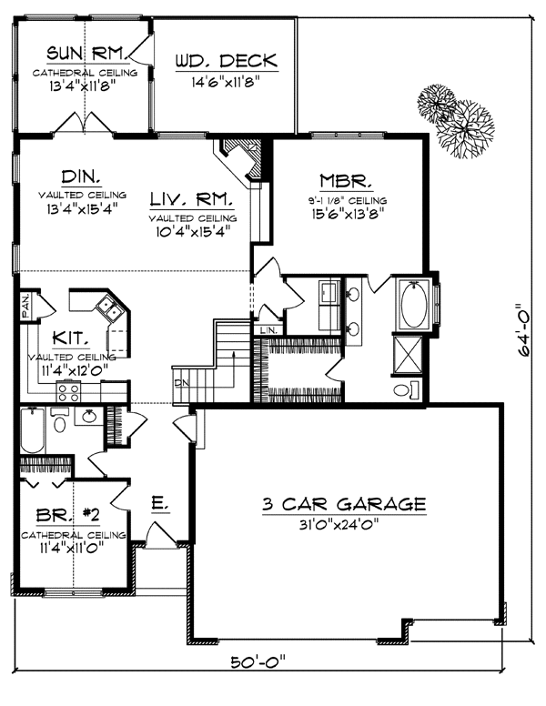 House Plan 73085 Level One