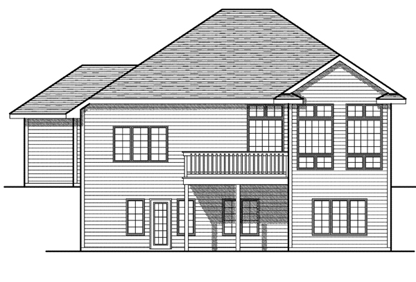 One-Story Rear Elevation of Plan 73085