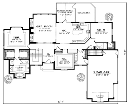 House Plan 73091 First Level Plan