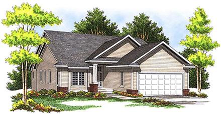 One-Story Ranch Traditional Elevation of Plan 73096