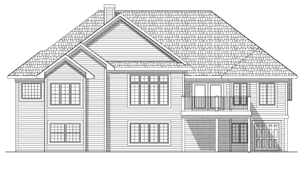 Traditional Rear Elevation of Plan 73099