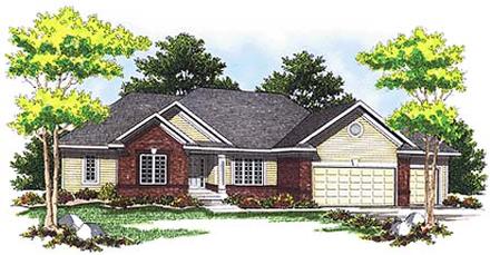 One-Story Ranch Traditional Elevation of Plan 73101