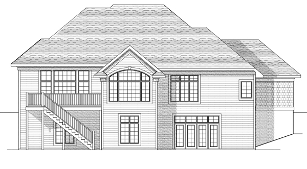 Traditional Rear Elevation of Plan 73103