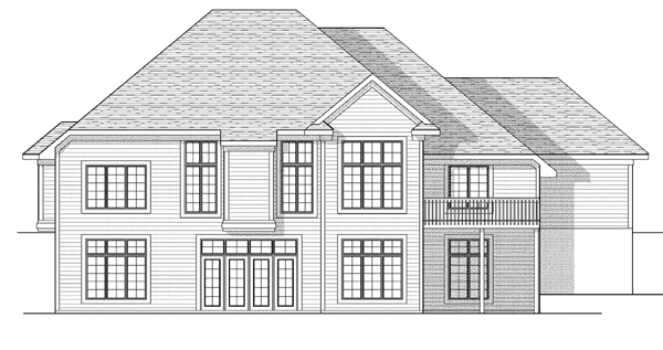 Traditional Rear Elevation of Plan 73107