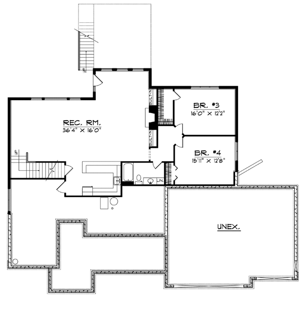 One-Story Ranch Lower Level of Plan 73109