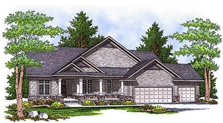 One-Story Ranch Elevation of Plan 73109