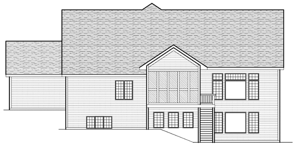 One-Story Ranch Rear Elevation of Plan 73109