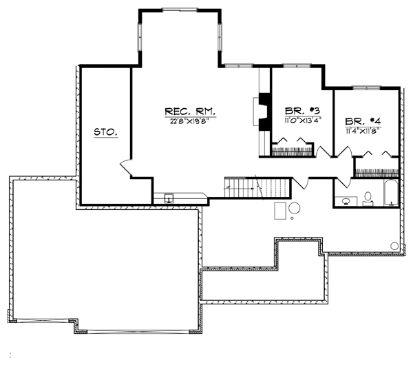 One-Story Ranch Lower Level of Plan 73110