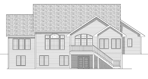 One-Story Ranch Rear Elevation of Plan 73110