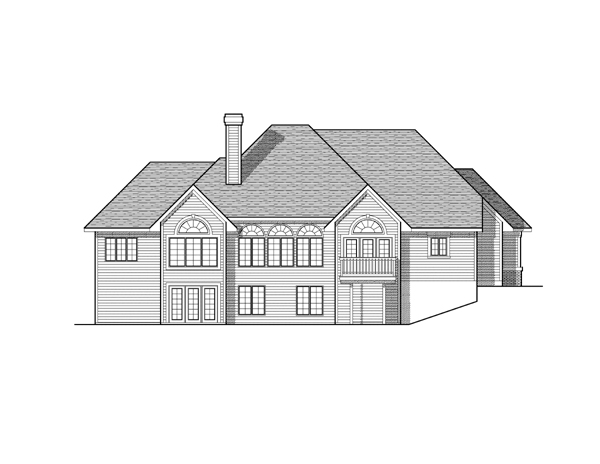 Traditional Rear Elevation of Plan 73115