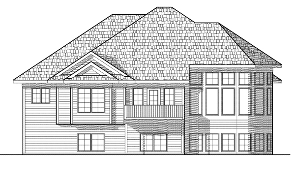 Traditional Rear Elevation of Plan 73118