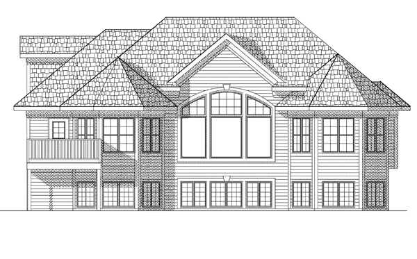 Traditional Rear Elevation of Plan 73119