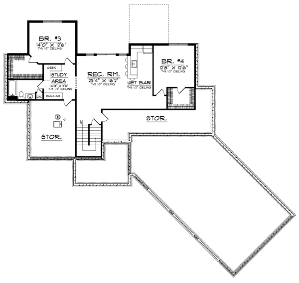 Ranch Traditional Lower Level of Plan 73121