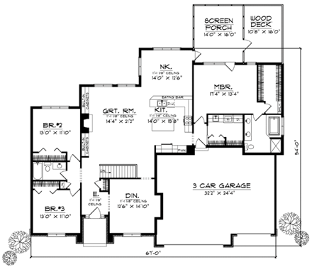 House Plan 73123 First Level Plan