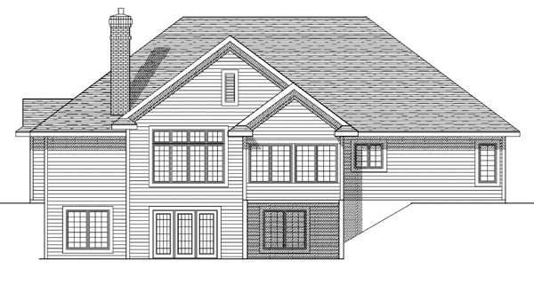 Traditional Rear Elevation of Plan 73124