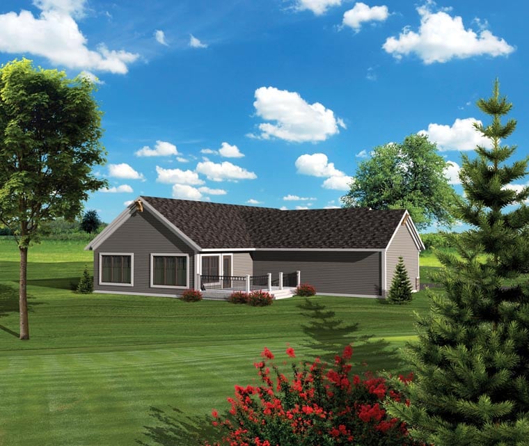 Craftsman Ranch Rear Elevation of Plan 73131